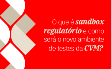 Imagem ilustrativa de um artigo da RTM. Com fundo vermelho e a seguinte pergunta em destaque: O que é sandbox regulatório e como será o novo ambiente de testes da CVM?